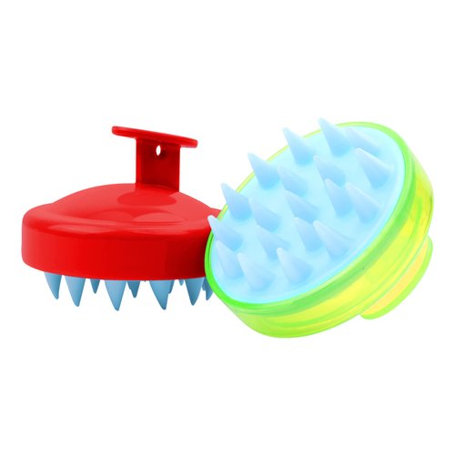 YEEPSYS Hair Scalp Massager, Shampoo Brush Silicone Head Washer Brush Handheld Shower Scalp Scrubber Cleansing Brush for Removing Dandruff (Yellow+Red)