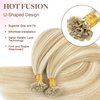 GOO GOO Utip Hair Extensions Real Human Hair, 22inch 50g 50S, Hot Fusion Keratin Hair Extensions, Invisible K Tip Hair Extensions, 18A/613A Dark Blonde Highlighted Bleach Blonde