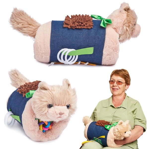 Fidget Muff Cat and Blanket for Elderly | Fidget Blanket for Dementia | Dementia Products for Elderly | Gift and Activities for Seniors with Alzheimer’s or Dementia | Sensory Fidget Toys