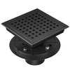 EXF Square Shower Drain 6 Inch Matte Black, Stainless Steel Shower Floor Drain Kit with Flange, Removable Grid Grate, Hair Strainer, Not Fit for Bathtub
