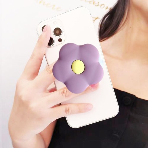 Cute Purple Flower Phone Grip -Kawaii Phone Grip Compatible with Kindle Paperwhite & iPad iPhone, Floral Phone Holder Stand for Women, Phone Charm, Phone Accessories
