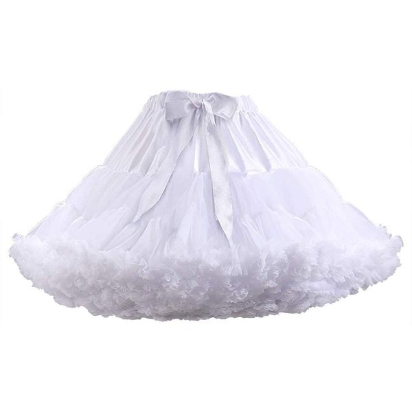 Women's Petticoats Tulle Skirts Half Slips Umderskirt Tutu Ruffled Ballet Dress White