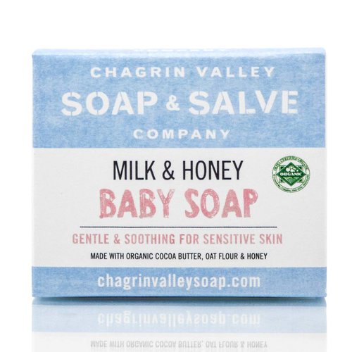 Chagrin Valley Soap & Salve Natural Organic Baby Soap - Unscented, Mild & Moisturizing Goat Milk & Honey Soap for Babies, Children, Sensitive Skin, Dry Skin, Eczema - 3.5 OZ Bar