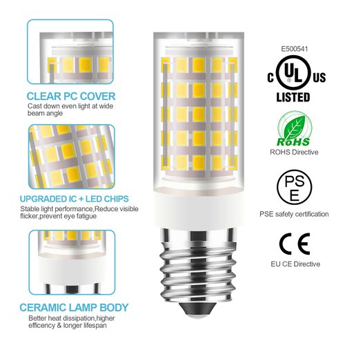 Yucclim 5W Sewing Machine LED Light Bulb – No Flicker 5/8" Base – Screw in Type 15 Watt 120 Volt Halogen lamp Replacement (1, Natural White)