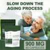Boqiao NAD+ Supplement - Nicotinamide Riboside & Resveratrol 900mg – Fast-Absorbing Cellular Renewal Capsules for Energy, Anti-Aging & Brain Health – 80 Capsules