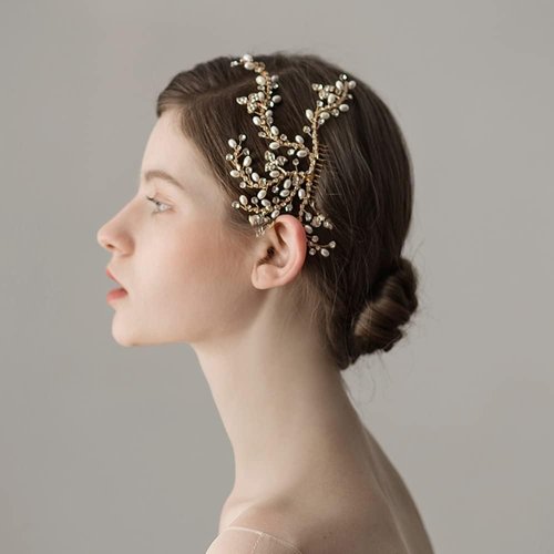 Asphire Handmade Bridal Rhinestone Hair Comb Shiny Iced Out Claw Chain Branch Side Comb Hair Clip Elegant Women's up-do Hair Piece Bridesmaid Headpiece for Wedding