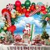 Merry Christmas Party Decorations Kit, Christmas Balloon Arch Garland Kit with Red Green Golden Candy Balloons, Summer Hawaiian Christmas Backdrop Banner,Tropical Beach Xmas Party Decors Supplies