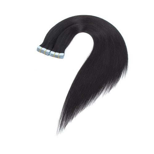 Amella Hair Tape in Hair Extensions Natural Black Real Virgin Hair Extensions Seamless Straight Tape in Hair Extensions 20pcs 50g natural color 18 inch