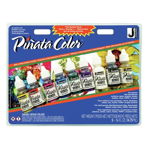Jacquard Alcohol Ink Set - Pinata Color Exciter Pack - Highly Saturated - Acid-Free - 9 Assorted Colors Half Ounce