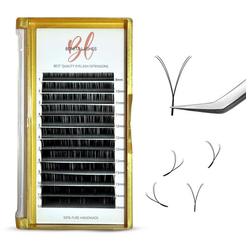 Bonita Lashes I Classic YY Eyelash Extension Kit I Individual Lashes I False Eyelashes I Faux Mink Lashes I C Curl 0.07 YY Thickness I Mix 8-14mm Length I Eyelash with Natural Look I Classic Eyelashes Extensions I Lash Extension Kit I Professional Supplie