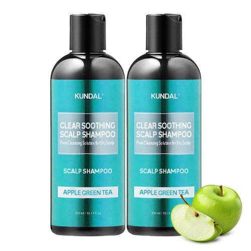 Kundal Clear Soothing Scalp Shampoo [Apple Green Tea] Shampoo - Korean Hair Care, Deep Cleansing, Sensitivity Care, Reduce Flakes, Relieves Scalp Irritation, For Dry Scalp 10.14fl oz (Pack of 2)