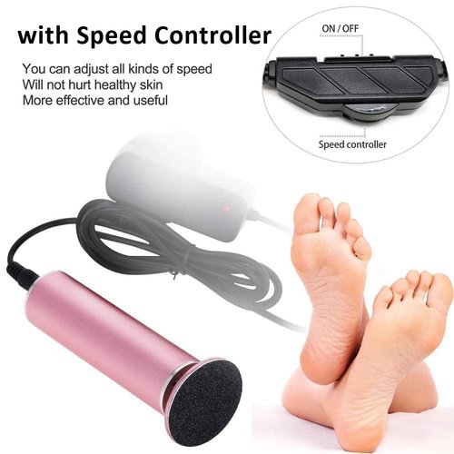 Electric Foot Callus Remover (Speed Adjustable) with 60pcs Sandpaper Disk, Professional Electric Foot File Pedicure Tool Foot Sander for Feet Dead Skin (Upgraded FCR-1 Pink)