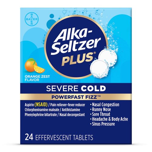 Alka-seltzer Plus Severe Cold PowerFast Fizz Orange Zest Effervescent Tablets, 24ct, Packaging May Vary