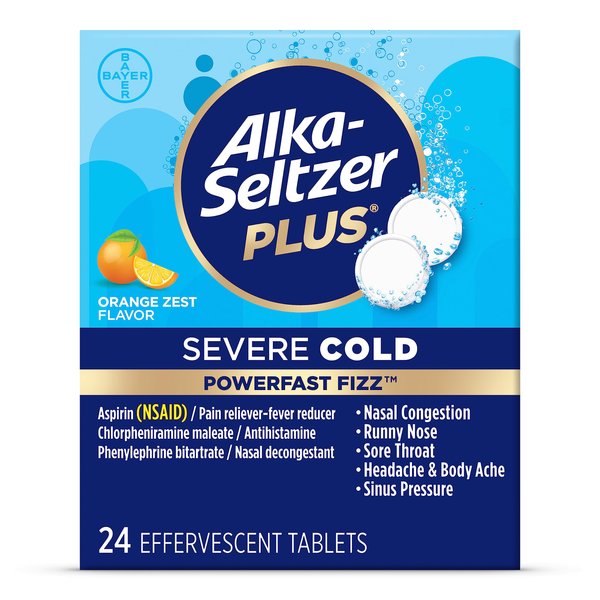 Alka-seltzer Plus Severe Cold PowerFast Fizz Orange Zest Effervescent Tablets, 24ct, Packaging May Vary