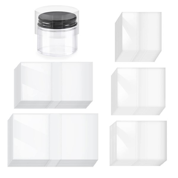 Swpeet 1250Pcs 5 Sizes 1.37" 1.77" 1.96" 2.71" 3.5" Clear PVC Heat Shrink Wrap Bottle Shrink Bands Assortment Kit, Perforated Bottle Shrink Bands Perfect for Bottles, Jars, Cans and Tin Lip Gloss