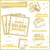 96Pcs Happy Golden Birthday Party Supplies White Gold Birthday Paper Plates Napkins Gold Glitter Birthday Dessert Party Tableware Set Golden Dinnerware for Women Men Birthday Party Decoration Serve 24