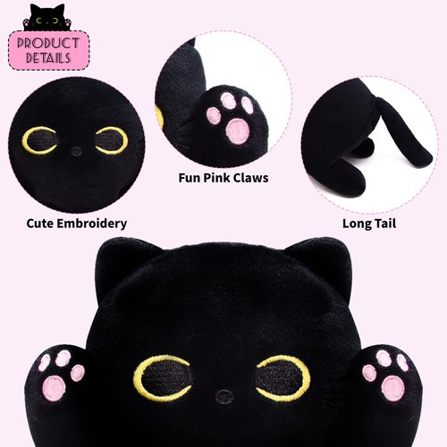 MUFEIRUO Long Cat Plush Pillow,50CM Long Cat Stuffed Animals Soft Long Cat Plushie, Black Cat Plush Stuffed Cat for Kids,Gift for Halloween Birthday Christmas