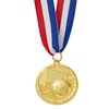 Juvale 12 Pack Soccer Award Medals for Kids and Adults - Team Participation Trophies with Red, White, and Blue Striped 15.5" Ribbon, Sports Themed Futbol Party Favors (2 in, Metal, Gold)