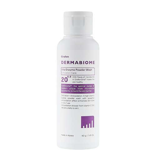 GRAFEN Vita Enzyme Powder Face Wash Dermabiome - Korean Powder Exfoliant for Face, 15% Vitamin Included for Enhancing Skin Barrier, Non-Irritating Face Wash with pH level 5.5, Bubble & Cream Texture