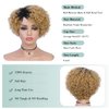 Quantum Love Human Hair Wigs for Black Women Short Curly Human Hair Side Part Wig Pixie Cut Brazilian Remy Human Hair Deep Curly None Lace Front Ombre Blonde Wigs