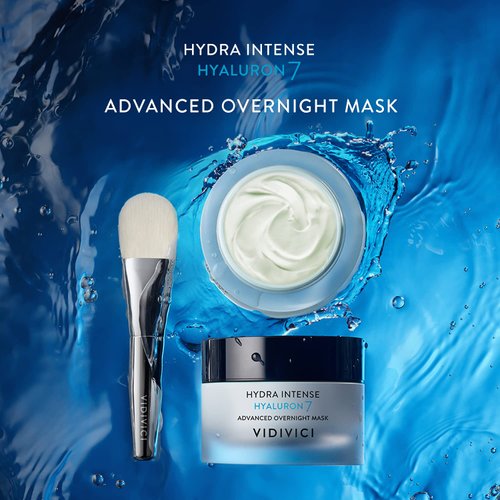VIDIVICI Hydra Intense Hyaluron7 Advanced Overnight Mask – Long Lasting Moisturizing Face Sleeping Mask with Hyaluronic Acid - Included Luxurious Brush 1.69 oz.