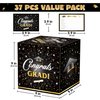 JOYIN 9" Graduation Decorations Card Box with 36 PCS Cards (Black & Gold), Congrats Grad Money Box for Class of 2025 Grad Party Decoration, Gift Holder for Graduation Party Favor Supplies