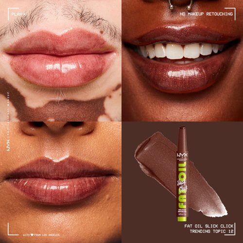 NYX PROFESSIONAL MAKEUP Fat Oil Slick Click, Lightweight, Buildable, Pigmented Vegan Lip Balm - Trending Topic