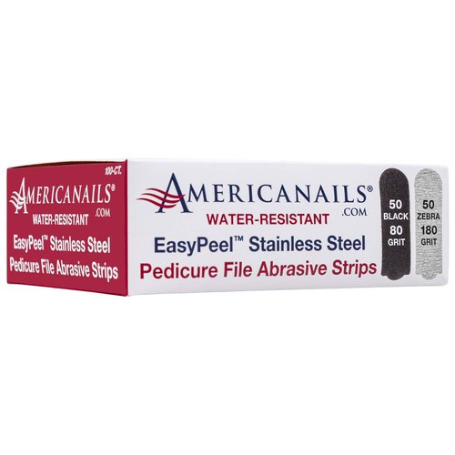 Americanails EasyPeel Pedicure Abrasive Strips for Foot File - Professional Foot Care Pedicure - Hard Cracked Skin, Corns, Callus, Dead Skin Remover for Smooth Feet - Foot Scrub Care Tool (100 Pack)