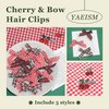 YAEISM 20PCS Red Bow Hair Clips 5 Styles Plaid Mini Bow Hair Clips Christmas Hair Accessories Cherry Alligator Clips Gingham Bowknot Barrettes for Girls Women