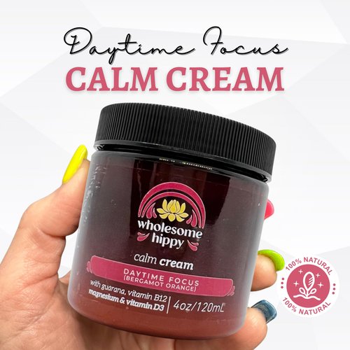 Wholesome Hippy Naturals Daytime Focus magnesium and vitamin D Calm Cream 4oz – (Bergamot Orange)