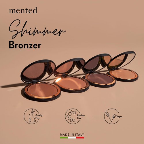 Mented Cosmetics Made in Italy, Cruelty Free Makeup, Vegan, Paraben Free, Shimmer Bronzer, Highlighter Bronzing Powder Palette for Face with Vitamin E + A, 0.35oz/10g, Out of the Office