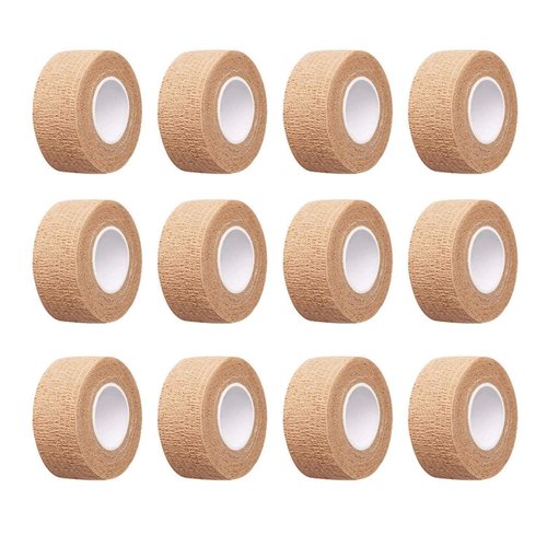 12pc-1 Inch Wide Skin Colour Elastic Self- Adhesive Bandage Finger Tape，Wrap Bandages, for Wrist and Ankle Sprains & Swelling