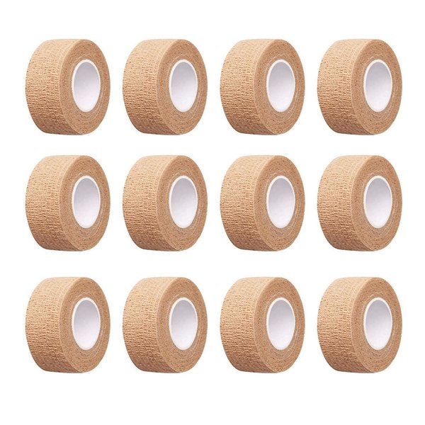 12pc-1 Inch Wide Skin Colour Elastic Self- Adhesive Bandage Finger Tape，Wrap Bandages, for Wrist and Ankle Sprains & Swelling