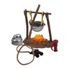 TOYANDONA 1 Set Dollhouse Stove Kitchen Furniture Miniature Hanging Stove Tea Kettle, Fairy Garden Camping Accessories Pretend Play Toys Bonfire Figurine Micro Landscape