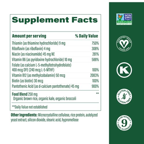 MegaFood Balanced B Complex - B Complex Vitamin Supplement - 8 B Vitamins Including Vitamin B6, Vitamin B12, Folate, Biotin & More - Supports Cellular Energy Production - Vegan, Gluten Free - 30 Tabs
