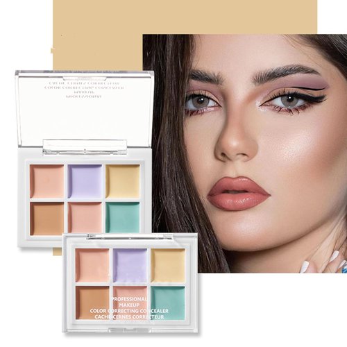 Melemando Color Correcting Concealer Palette 6 Colors Lightweight Smooth Correcting Contour Cream Makeup Palette (Color 01)