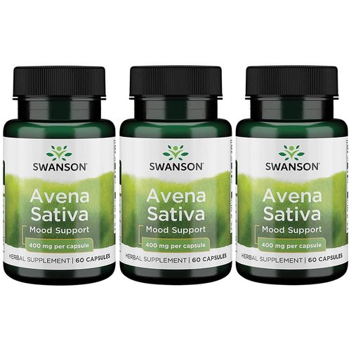 Swanson Full Spectrum Avena Sativa (Green Oat Grass) - Herbal Supplement Promoting Nervous System Health - Natural Formula Supporting Overall Wellness - (60 Capsules, 400mg Each) 3 Pack