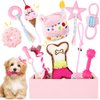 RoundFunny 11 Pcs Dog Birthday Toy Dog Birthday Cake Puppy Teething Toys Girl Boy Squeak Toys Interactive Dog Toys Dog Birthday Gift with Box for Puppy Small Medium Size(Pink)