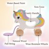 TOYLI Wooden Unicorn Push & Pull Along Toy Developmental Montessori Toddler Pull Toys Improves Balance Strength Confidence for Infants Develop Cognitive Skills Baby Toddlers 18 Month Pull Toy