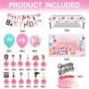 Spa Party Supplies for Girls Includes Cake Topper, 12Cupcake Toppers, 18 Latex Balloons, Spa Backdrop, 1 Table Cloth , 1 Banner for Spa Birthday Party Decoration
