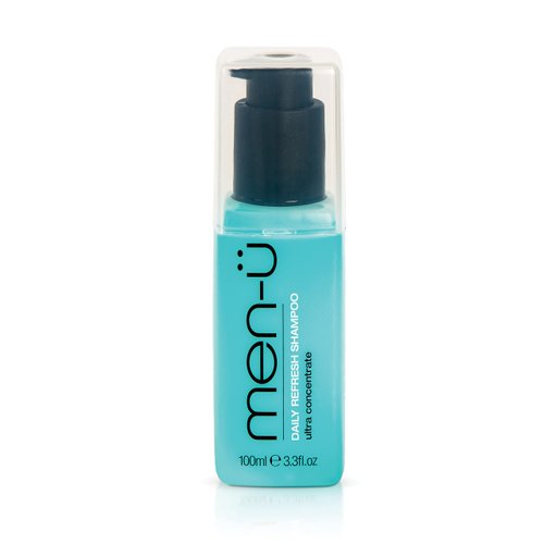 men-ü DAILY REFRESH MENS SHAMPOO, up to 120 shampoos, Ultra-concentrated Vegan shampoo for men, long lasting, gently cleanses and refreshes, Eco Friendly Shampoo 3.3oz