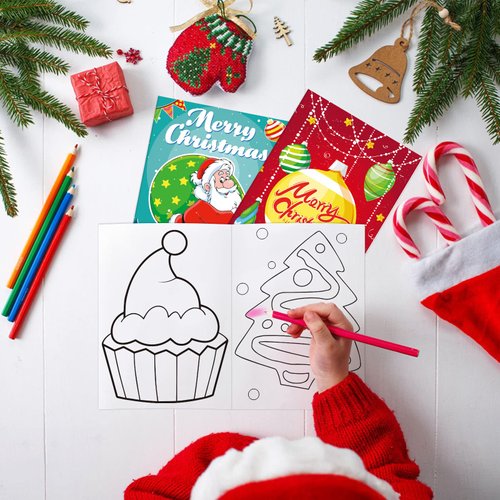 Omgouue 32Pcs Christmas Coloring Books for Kids - Xmas Party Favors Stockings Gifts Goodie Bags Stuffers Holiday Supplies