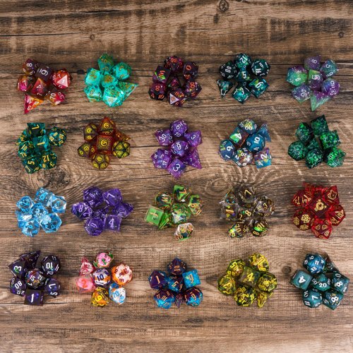CRITALLIC 7PCS DND Dice Set,Handmade Sharp Edge Dice Set Mystery Blind Box D&D RPG Polyhedral Resin Dice,for Dungeons and Dragons TTRPG Games Roleplaying Games Shadowrun Pathfinder MTG