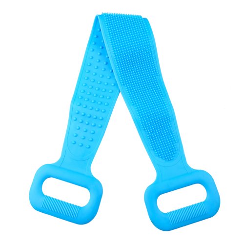 Silicone Bath Body Brush - Silicone Body Back Scrubber Lathers Well Bath Shower Towel Silicone Body Wash Scrubber (Blue)