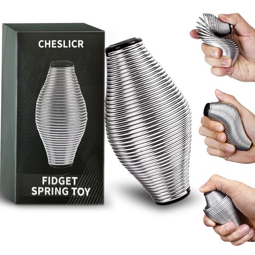 CHESLICR Metal Fidget Spring Toys Adults, 20LB Stainless Steel Stress Ball Toys Cool Gadget Office Desk Toys Quiet ADHD Figette Toy, Silent Anxiety Relief Item Stocking Stuffer Gift for Teen Boy Men