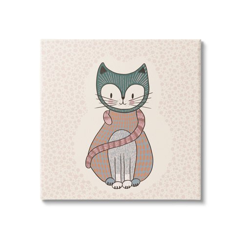 Stupell Industries Speckled Kitty Cat Patterned Shapes Animal Design Canvas Wall Art, Design By Birgit Maria Kiennast