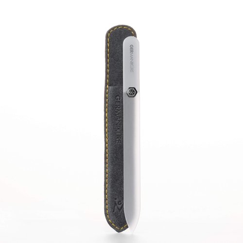 GERMANIKURE Czech Crystal Glass Nail File in Suede Leather Case - More Glitter Less Bitter - Professional Manicure & Pedicure Products for Smooth Easy Shaping of Natural Nails
