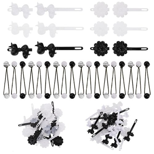 Yolev 72 Pieces Self Hinge Plastic Hair Barrettes for Girls Bowknot and Flower Hair Clips Cute Hair Barrettes 80s 90s Hair Barrette Hair Clip for Girls (Black/White/Transparent)