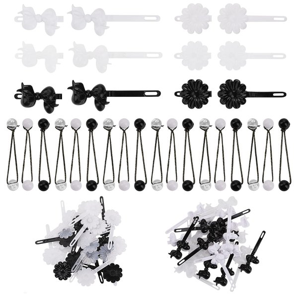 Yolev 72 Pieces Self Hinge Plastic Hair Barrettes for Girls Bowknot and Flower Hair Clips Cute Hair Barrettes 80s 90s Hair Barrette Hair Clip for Girls (Black/White/Transparent)