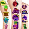 96 PCS Cool Glow Neon Light Temporary Tattoos Themed Birthday Party Favors Decorations Supplies Cute BlackLight Tattoo Stickers Gifts For Kids Boys Girls Prizes Carnival Christmas Holiday Halloween